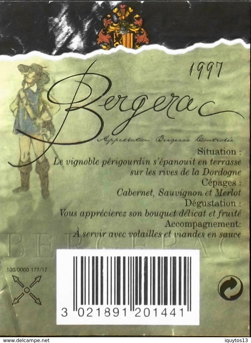 ETIQUETTE De VIN - CYRANO - Bergerac 1997 - 12° - 75cl - TBE - Jesters