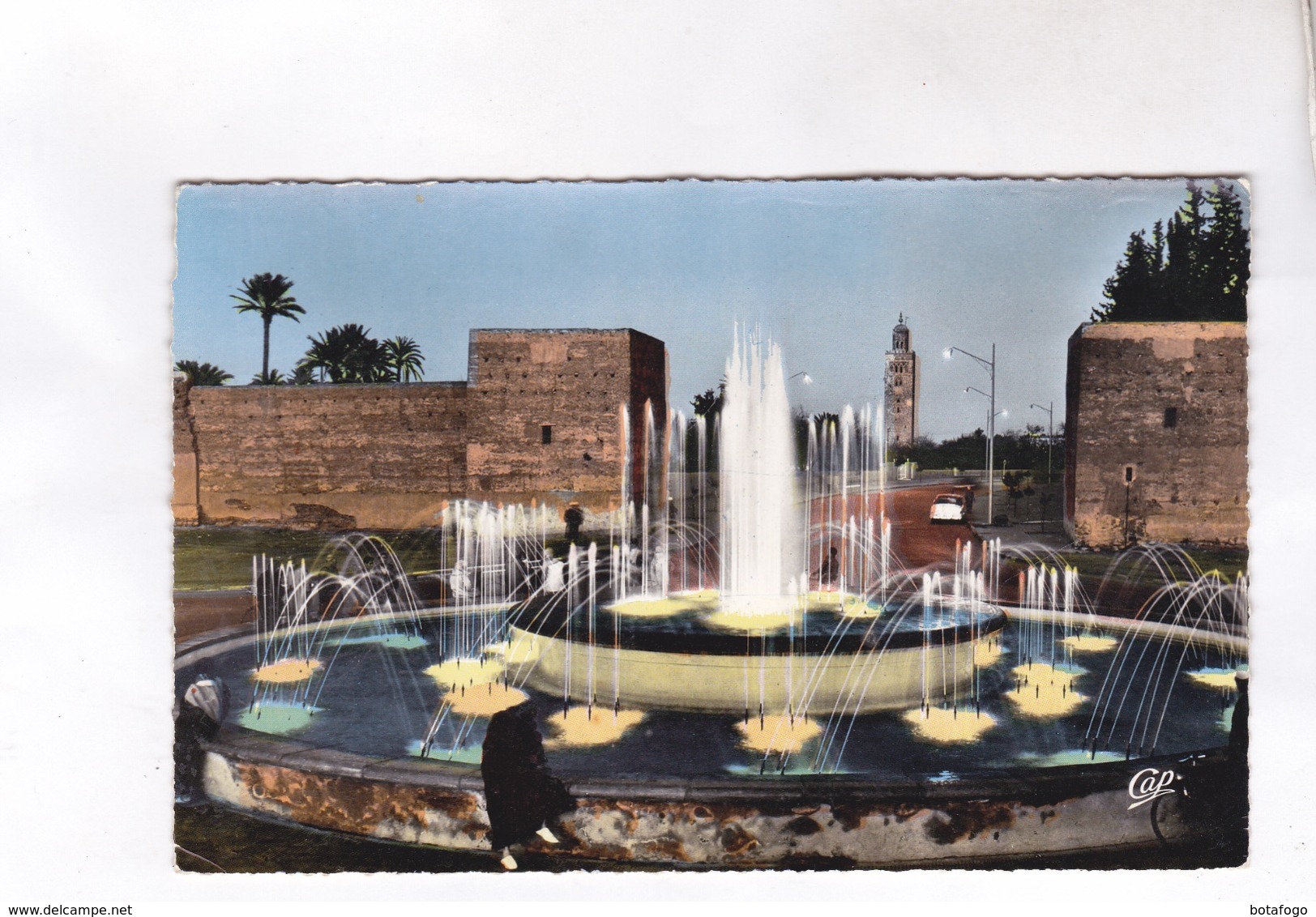 CPA MARRAKECH, LA FONTAINE LUMINEUSE DE DE BAB JDIDA Et LA KOULOUBIA En 1958! - Marrakech