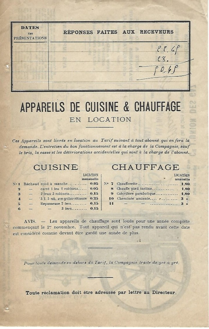 Facture-cette Et Frontignan-usine à Gaz-1907-dernier Exemplaire - Electricité & Gaz