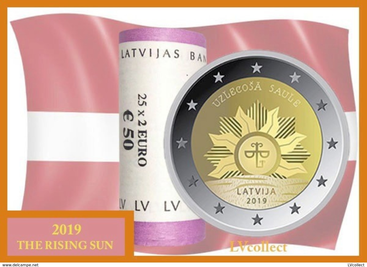 Latvia 2019 NEW!!! 2 Euro ROLLE ( 25*2 EURO ) " THE RISING SUN " - Letonia