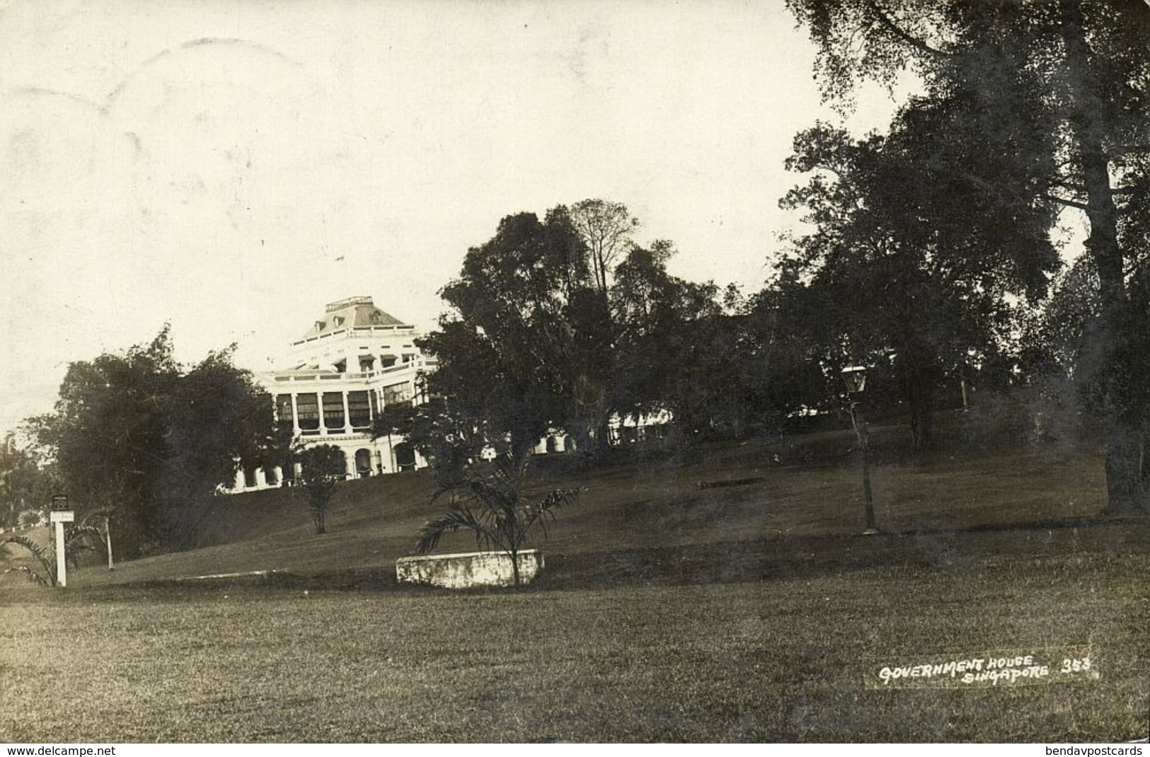 Singapore, Government House (1924) RPPC Postcard - Singapour