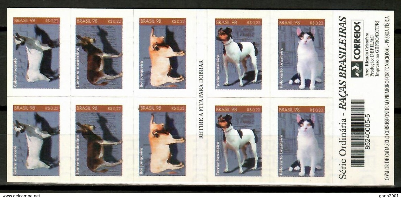 Brazil 1998 Brasil / Animals Mammals Dogs Cats Booklet MNH Carnet Fauna Mamíferos Säugetiere / Cu12428  2-19 - Autres & Non Classés