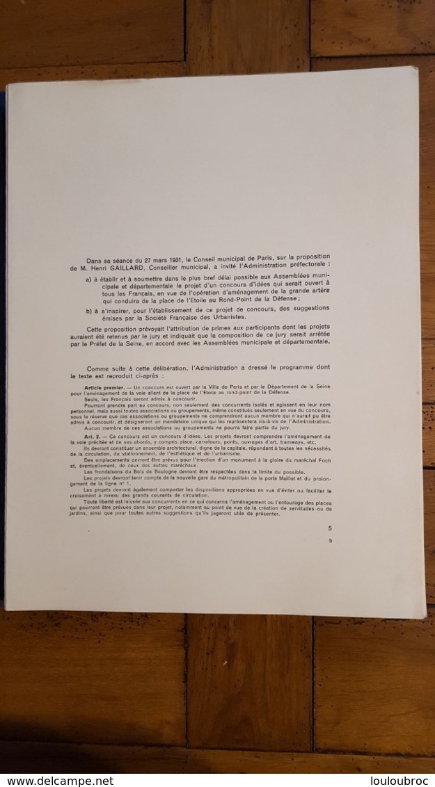 RARE VILLE DE PARIS EDITIONS D'ART CHARLES MOREAU CONCOURS POUR AMENAGEMENT VOIE 35 PAGES ET 54 PLANCHES PARFAIT ETAT - Autres & Non Classés