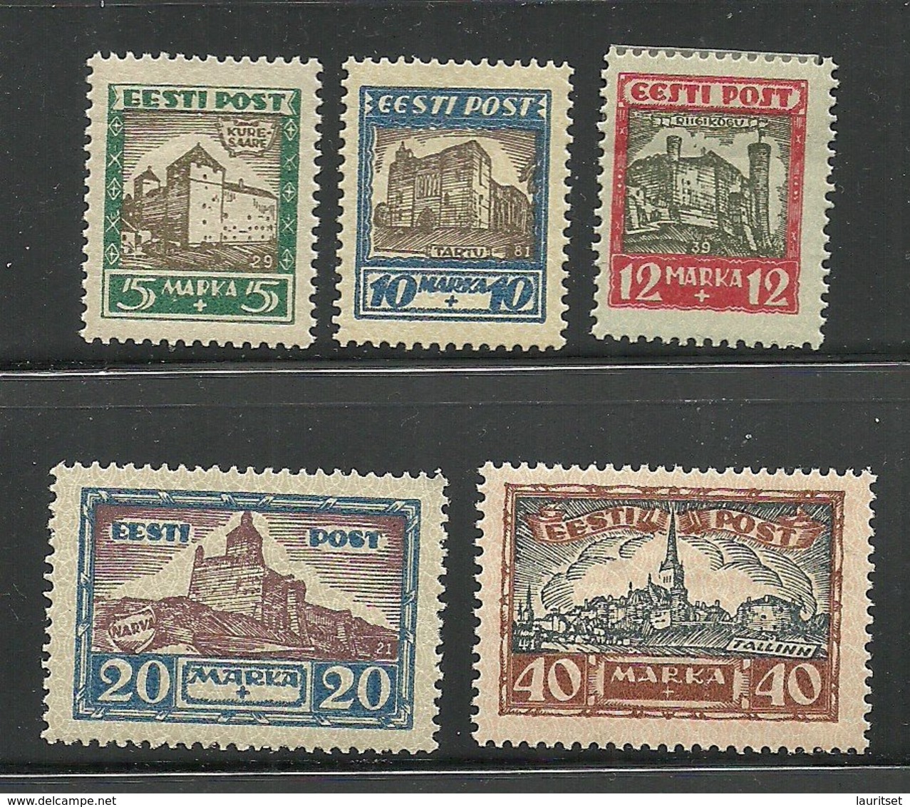 Estland Estonia 1927 Medieval Castles Michel 63 - 67 **/* - Estland