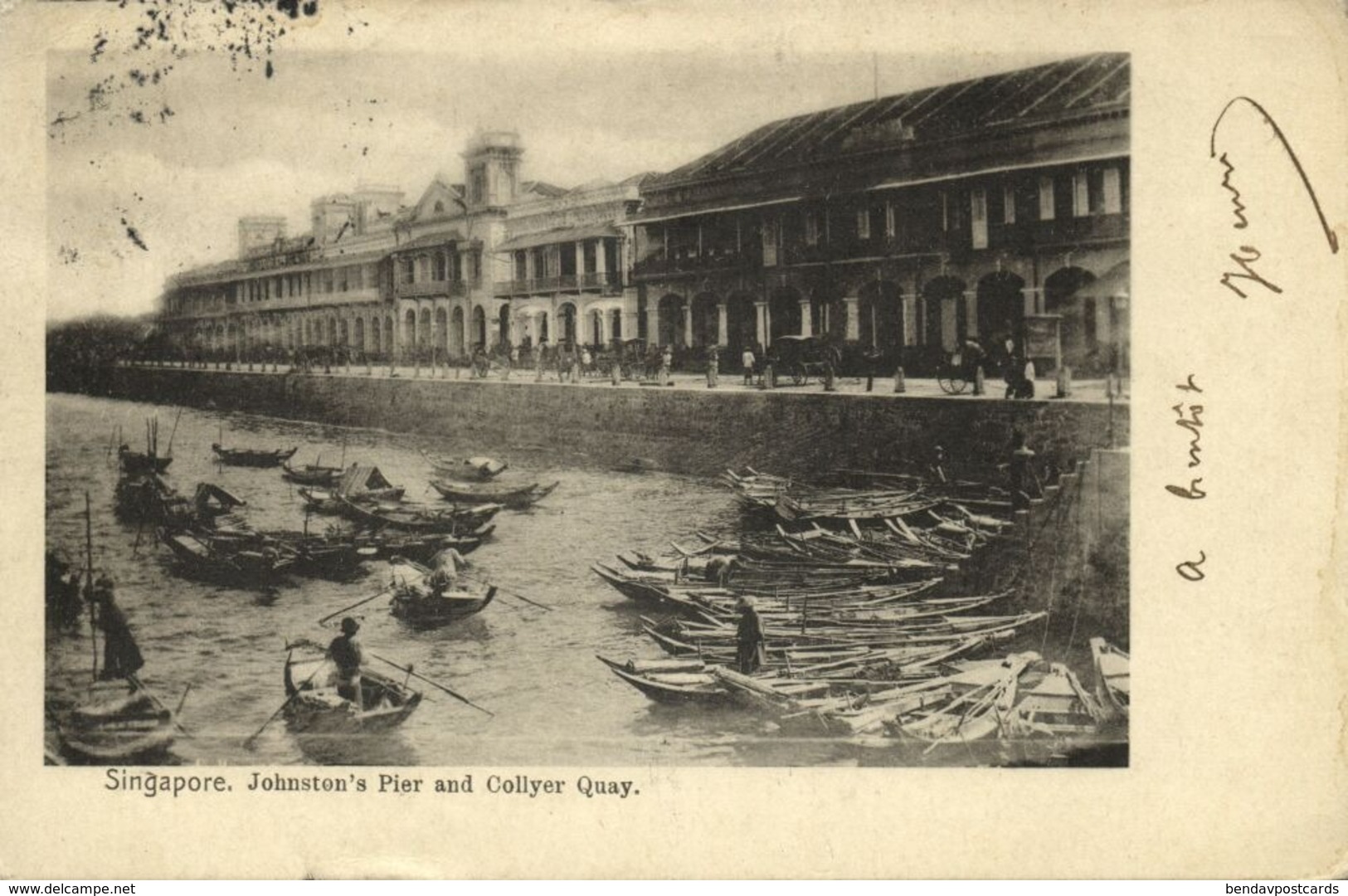 Singapore, Johnston's Pier, Collyer Quay (1899) Postcard - Singapore