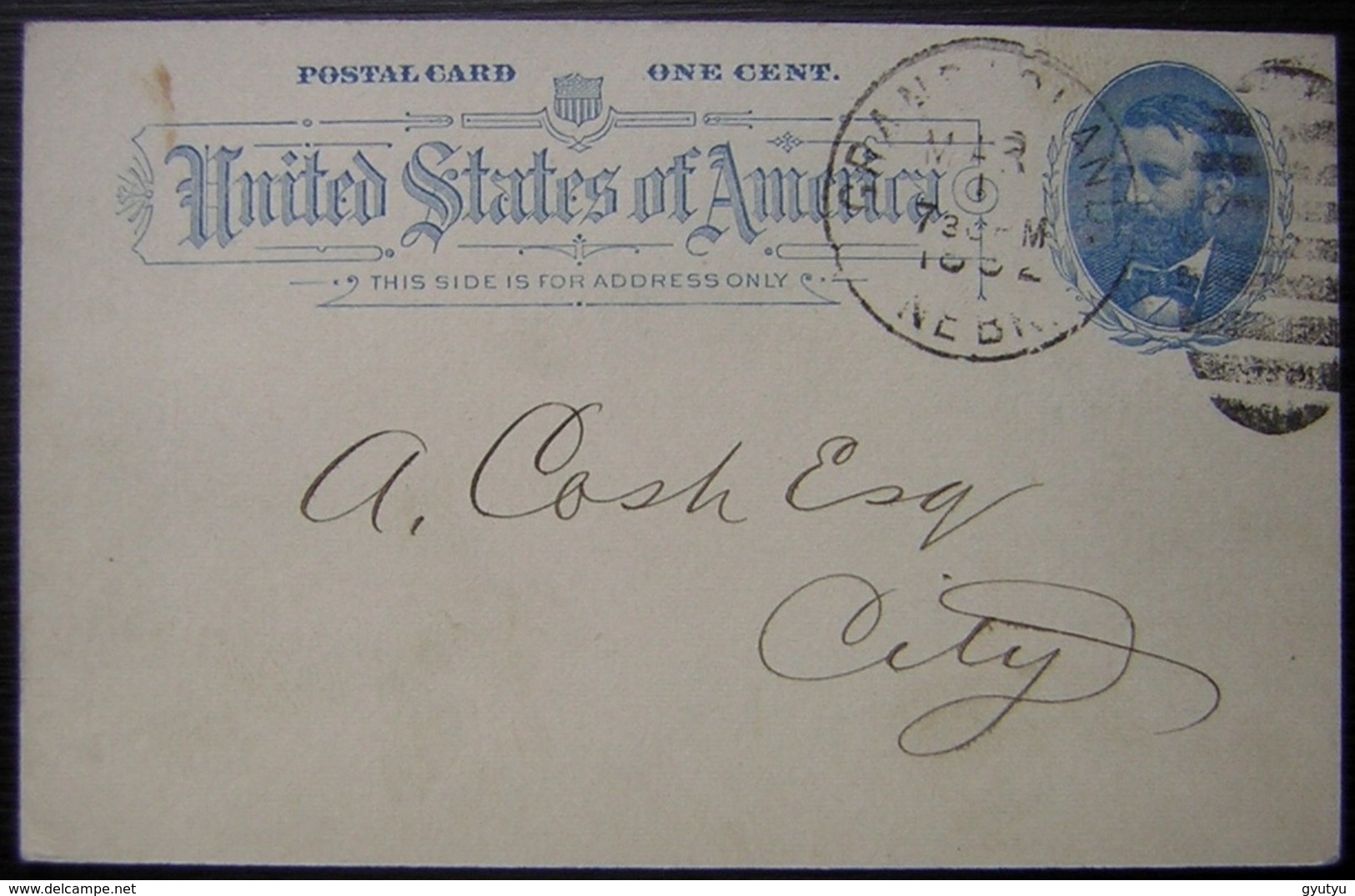 USA 1892 Bel Entier Postal Grand Island Nebraska WW Cornelius County Treasurer - ...-1900