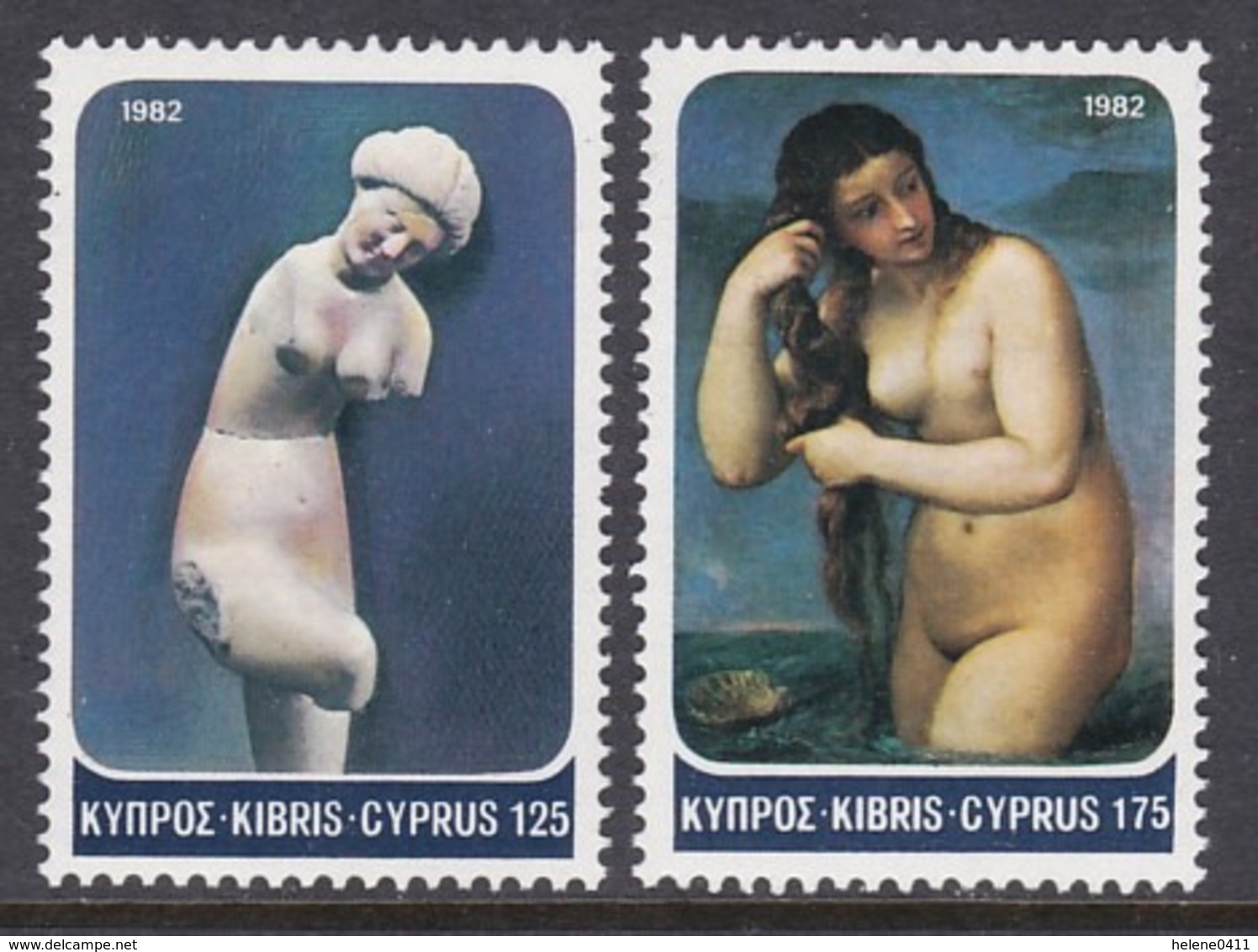 PAIRE NEUVE DE CHYPRE - APHRODITE (SCULPTURE ET PEINTURE) N° Y&T 559/560 - Mythology