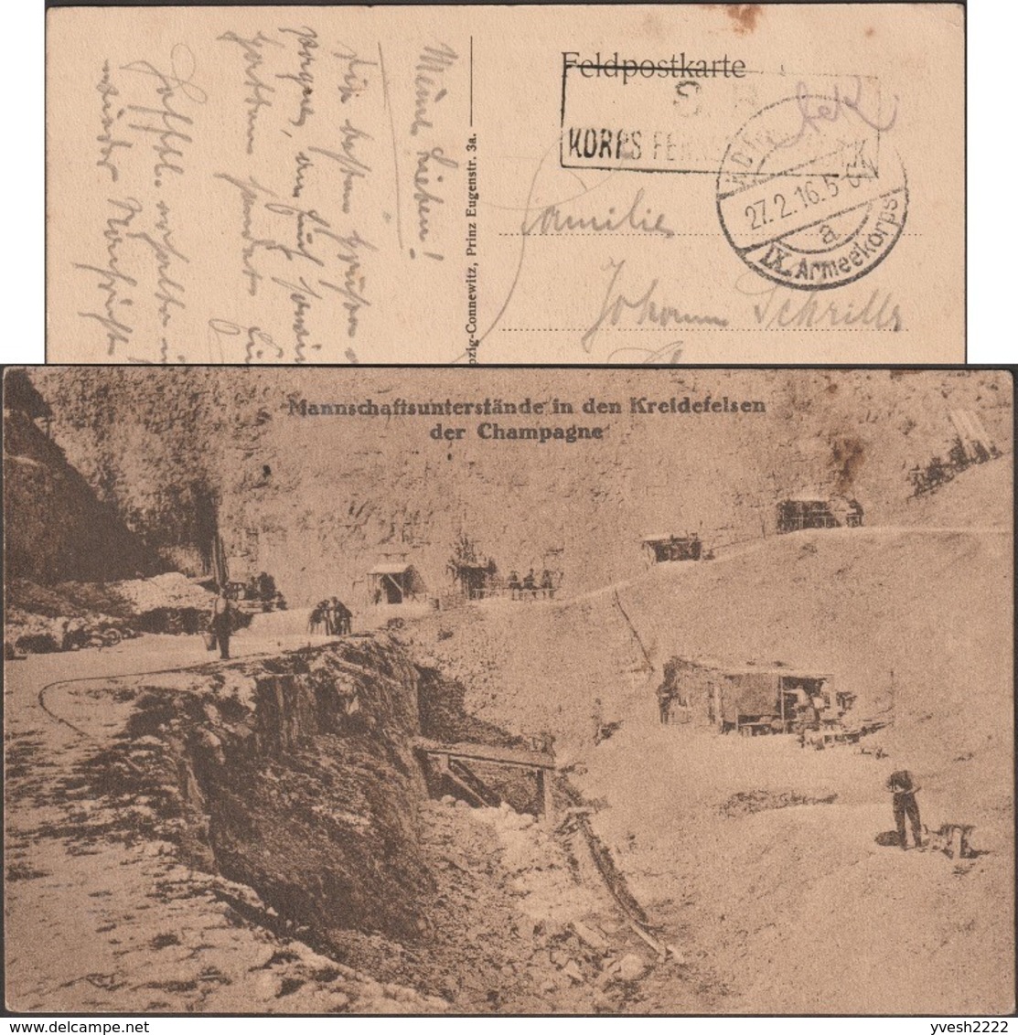 Allemagne 1916. Carte De Franchise Militaire. Occupation De La France. Mines Calcaires / Craie En Champagne - Autres & Non Classés