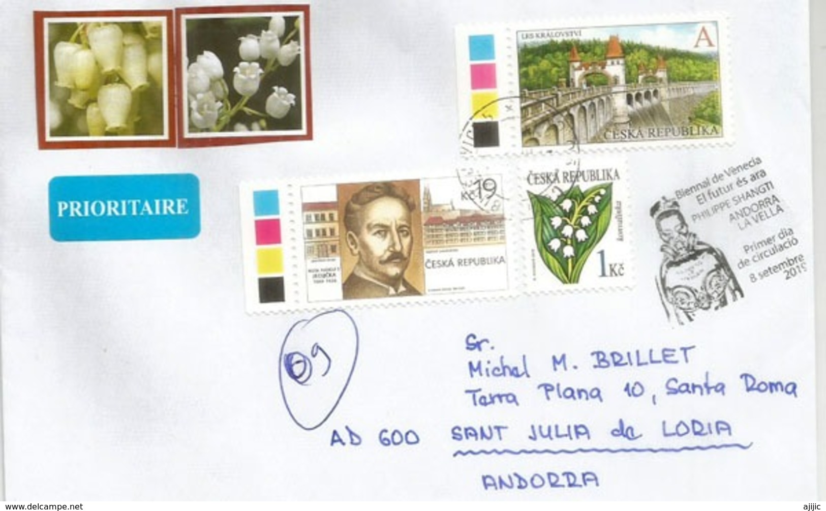 Belle Lettre De Rep.Tchèque 2019, Adressée Andorra, Avec Timbre à Date Arrivée Illustrée - Lettres & Documents