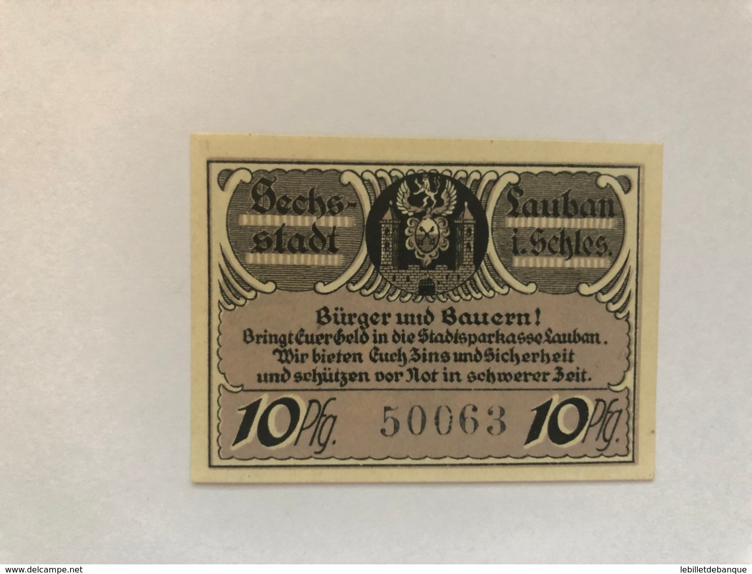 Allemagne Notgeld Lauban 10 Pfennig - Collections