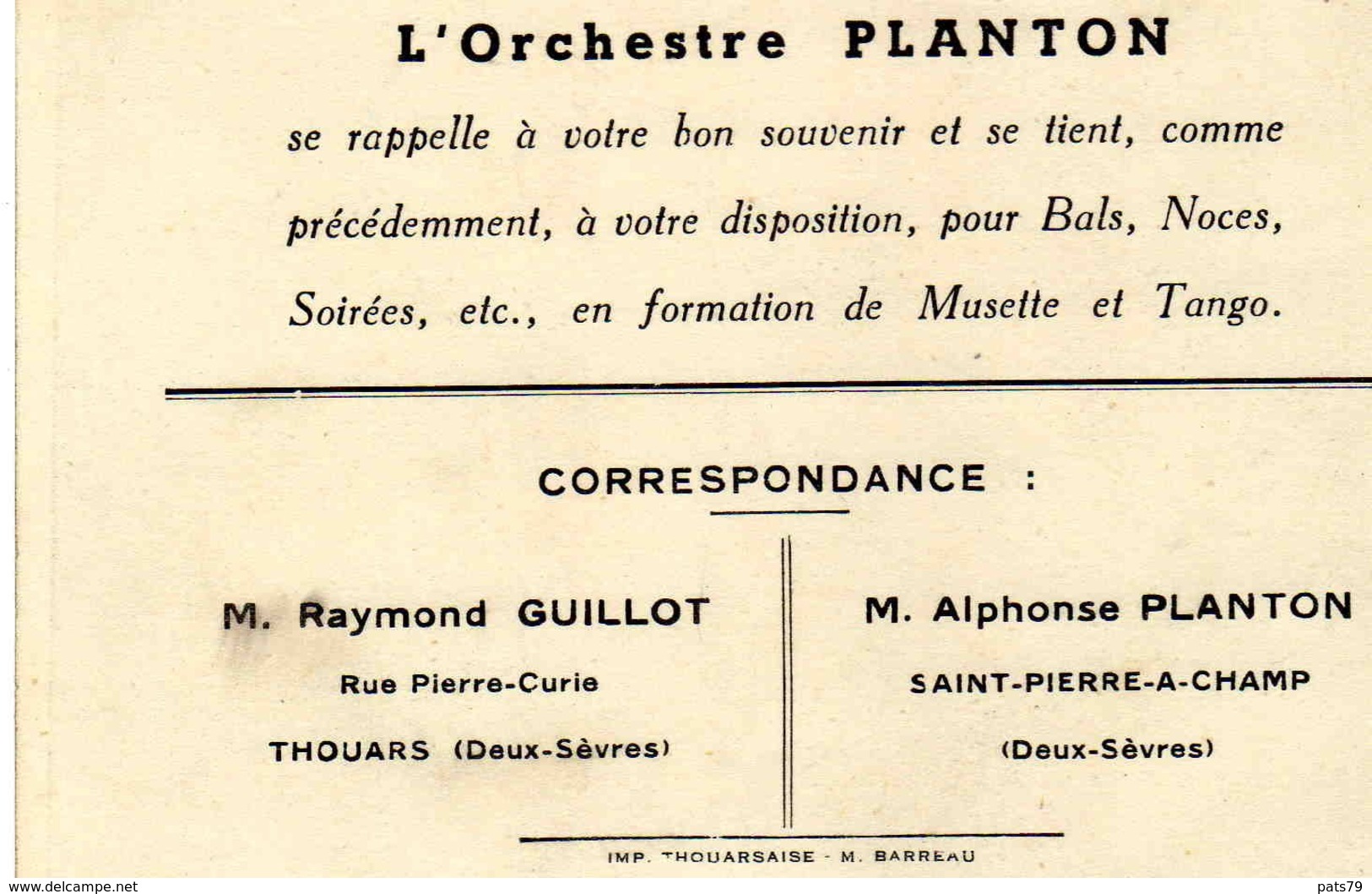 THOUARS  -  L'Orchestre PLANTON  ............... - Thouars