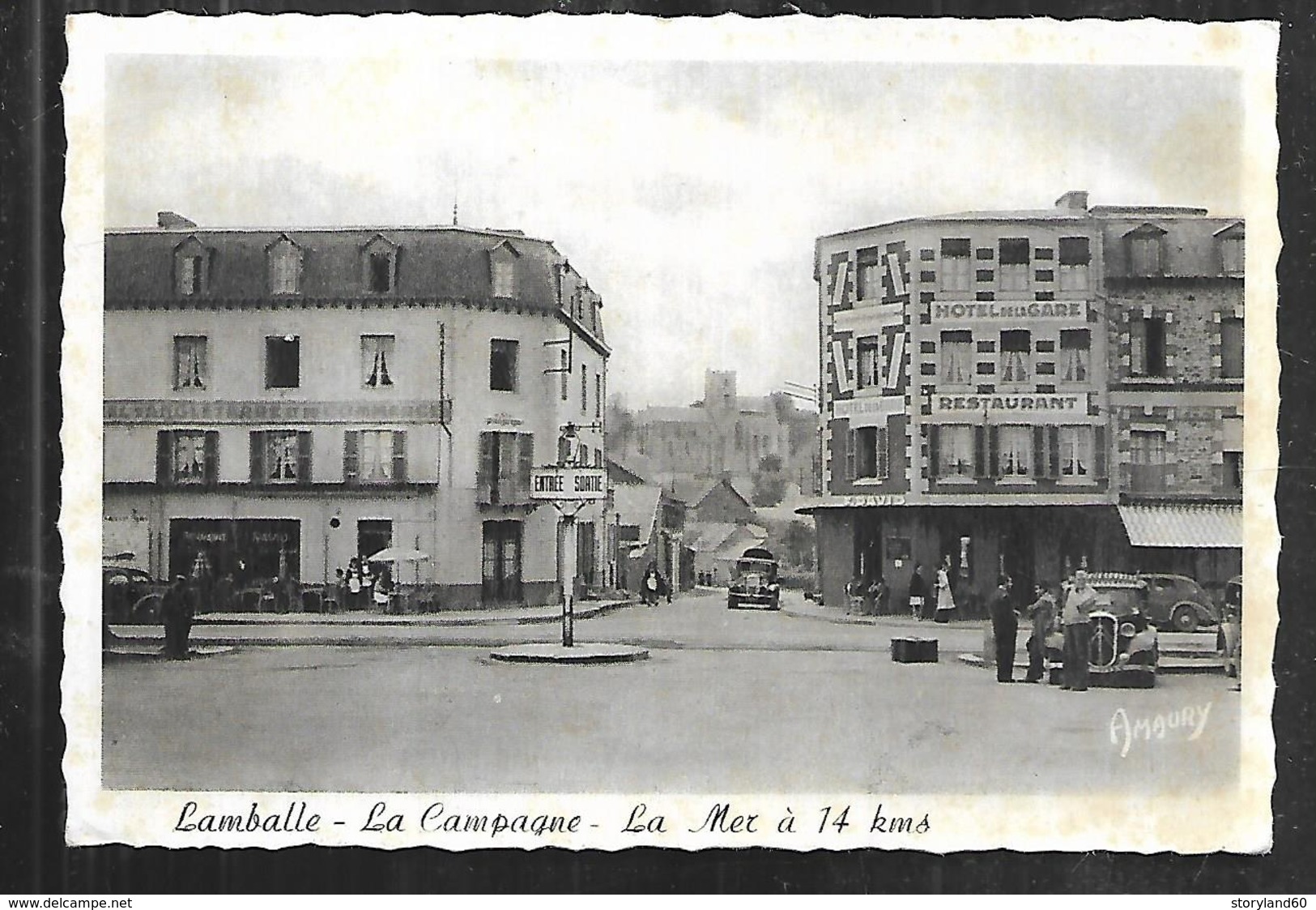 Cpsm 2220319 Lamballe La Campagne La Mer à 14 Kms , Traction Citroen , Hotel De La Gare , Giratoire , Hotel D'angleterre - Lamballe