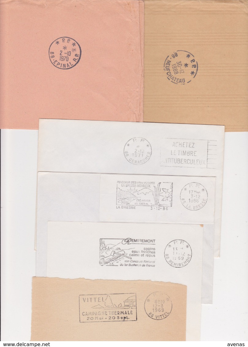 Lot 6 Lettres Departement 88 VOSGES : Machine SECAP Avec Couronne PP Port Paye TaD Manuel EPINAL NEUFCHATEAU - 1961-....