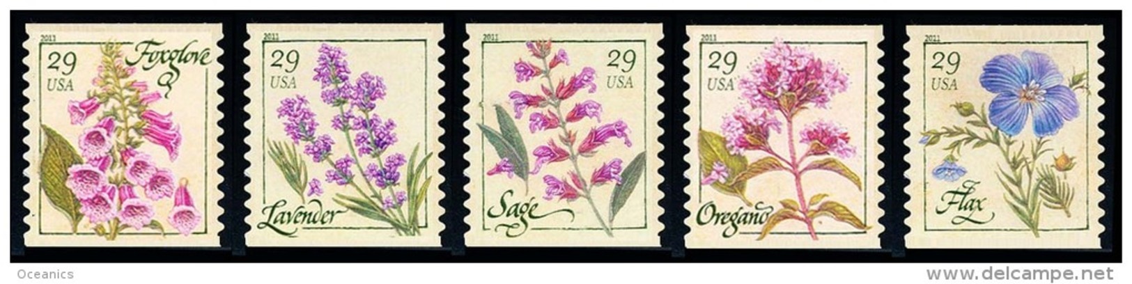 Etats-Unis / United States (Scott No.4513-17 - Fleur / Flower) (o) Roulette / Coil - Usati