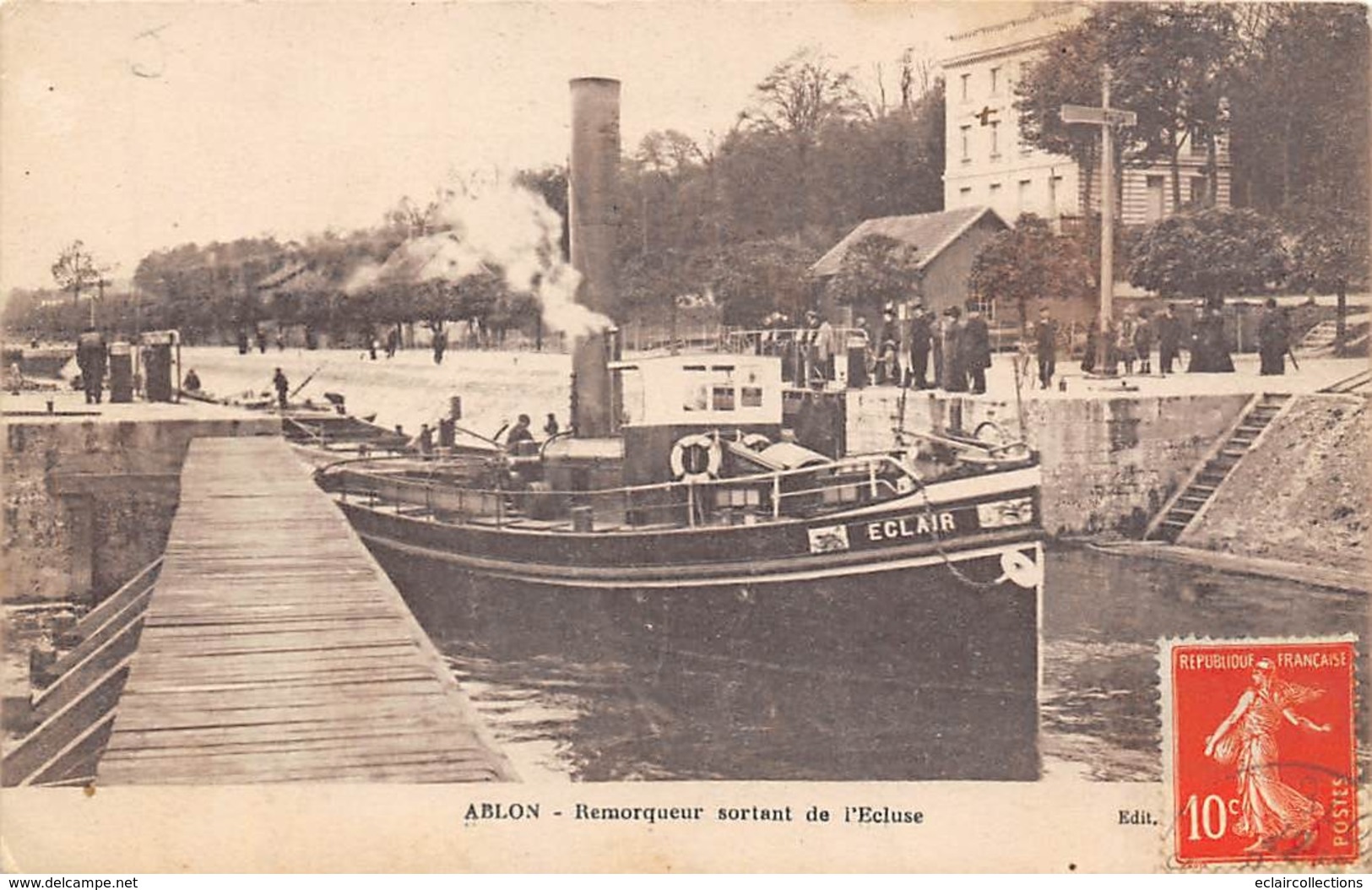 Thème    Navigation Fluviale .Péniche :  94    Ablon Sur Seine       Remorqueur Eclair   (voir Scan) - Binnenschepen