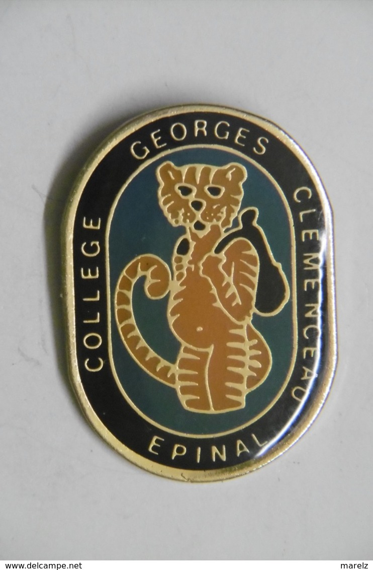 Pin's - Collège Georges Clémenceau à EPINAL 88 VOSGES - CHAT Roux Tigré - Enseignement école Lycée Collège - Administration