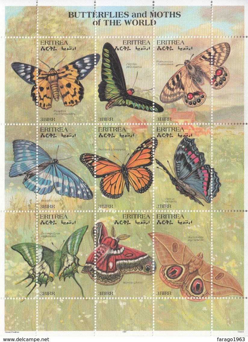 1997 Eritrea Butterflies Papillons Complete Set Of 22 (4 Stamps + 2 Sheets Of 9) MNH - Eritrea