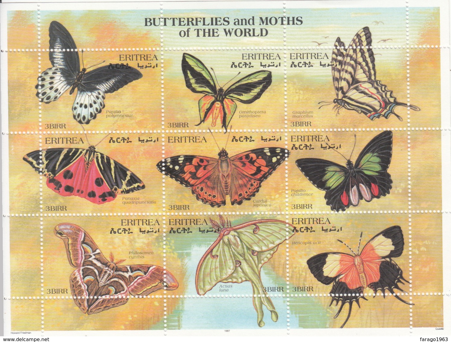 1997 Eritrea Butterflies Papillons Complete Set Of 22 (4 Stamps + 2 Sheets Of 9) MNH - Eritrea