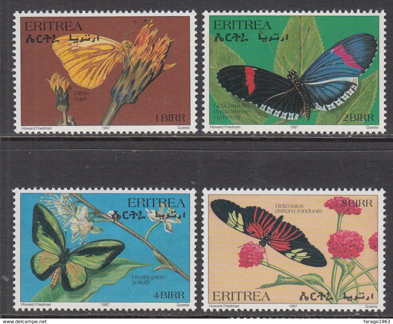 1997 Eritrea Butterflies Papillons Complete Set Of 22 (4 Stamps + 2 Sheets Of 9) MNH - Eritrea
