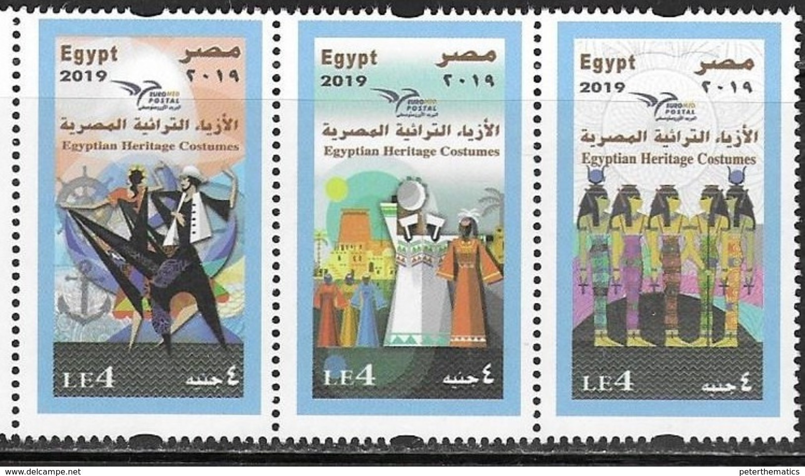 EGYPT, 2019, MNH, EUROMED, COSTUMES OF THE MEDITERRANEAN, ANCHORS,3v - Altri & Non Classificati