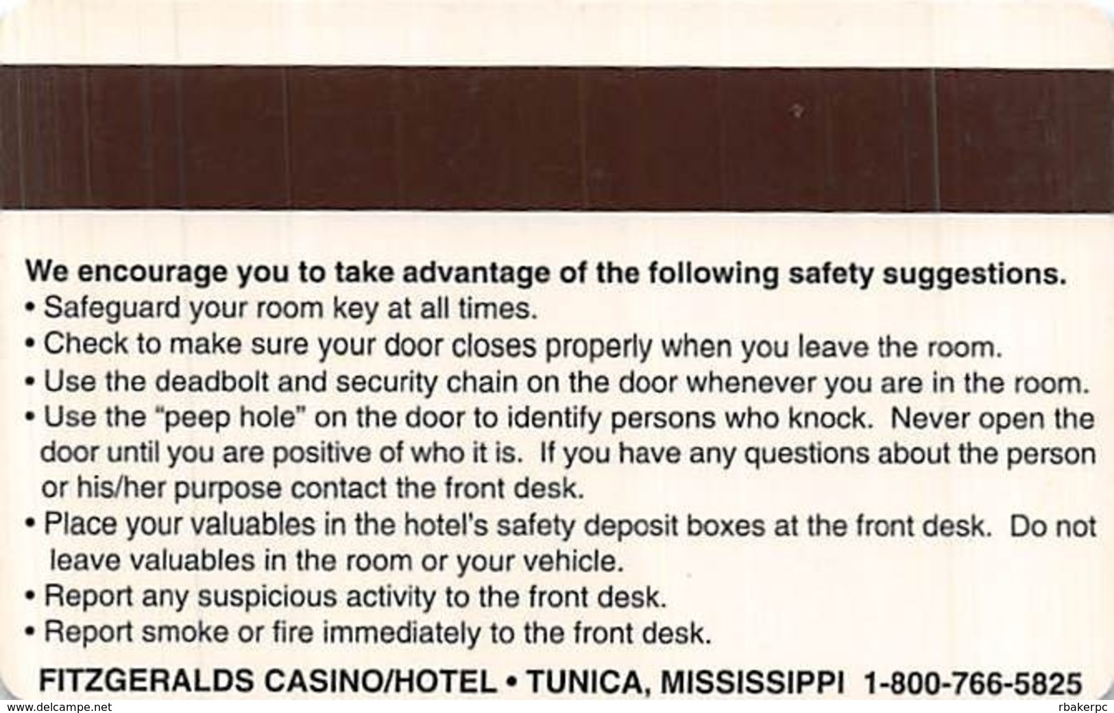 Fitzgeralds Casino - Tunica MS - Hotel Room Key Card - Hotel Keycards