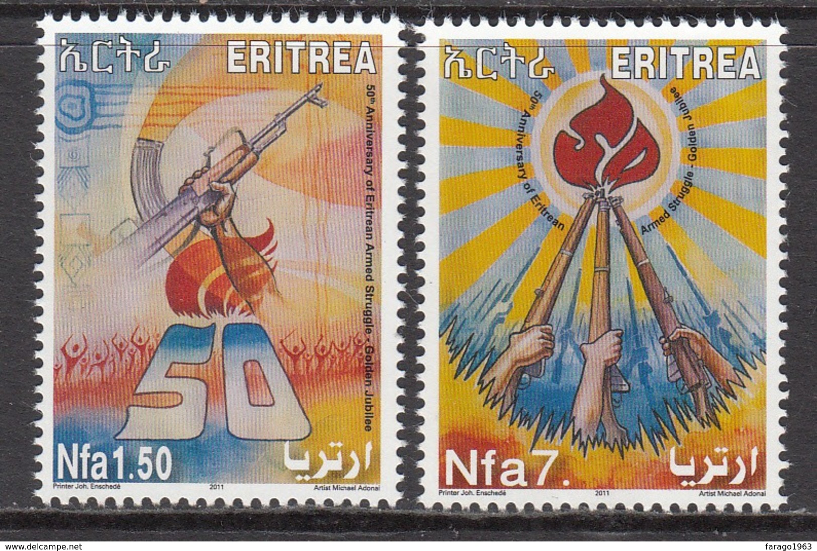 2011 Eritrea Armed Struggle Anniversary Guns  Complete Set Of 2 MNH - Erythrée