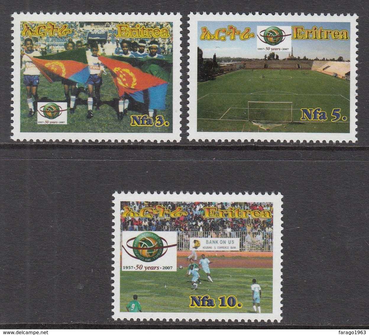 2007 Eritrea Football Complete Set Of 3 MNH - Eritrea