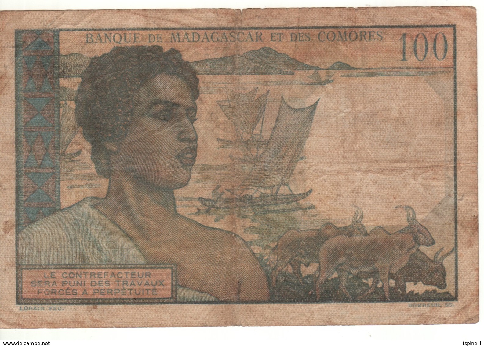 MADAGASCAR  100 Francs      P46a   (ND 1950-1951) - Madagascar