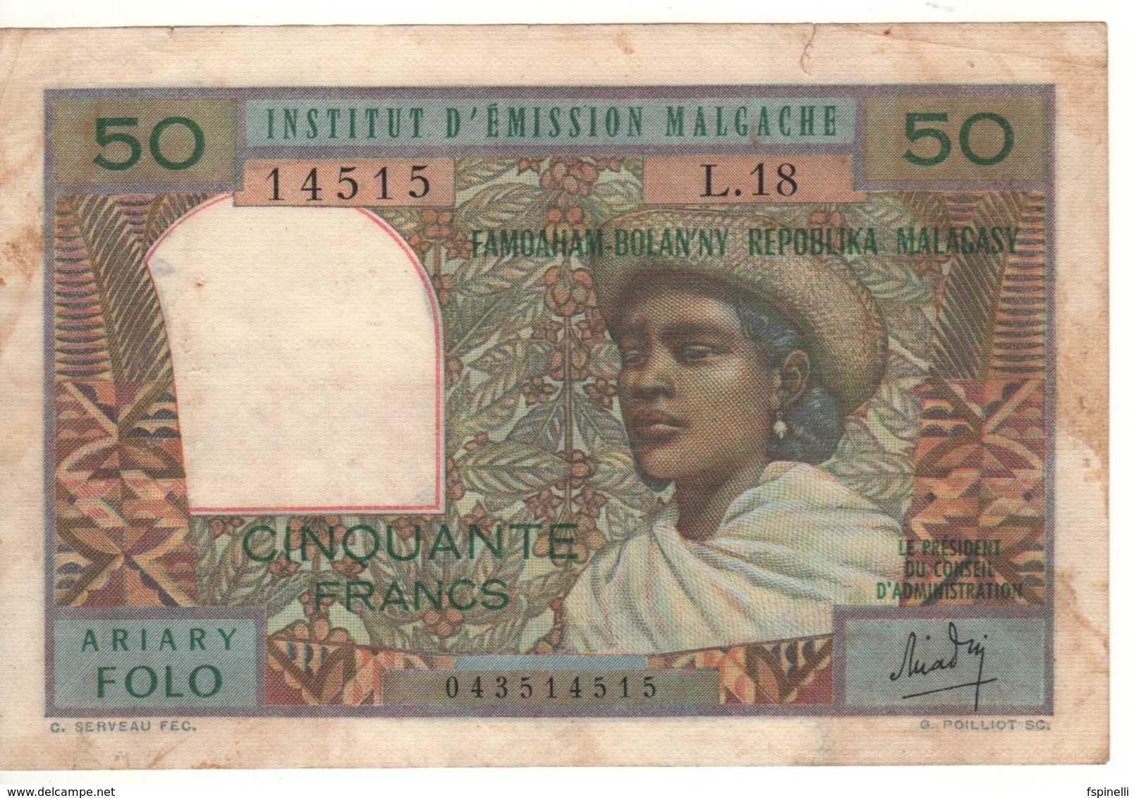 MADAGASCAR  50 Francs      P61  (ND 1969) - Madagascar