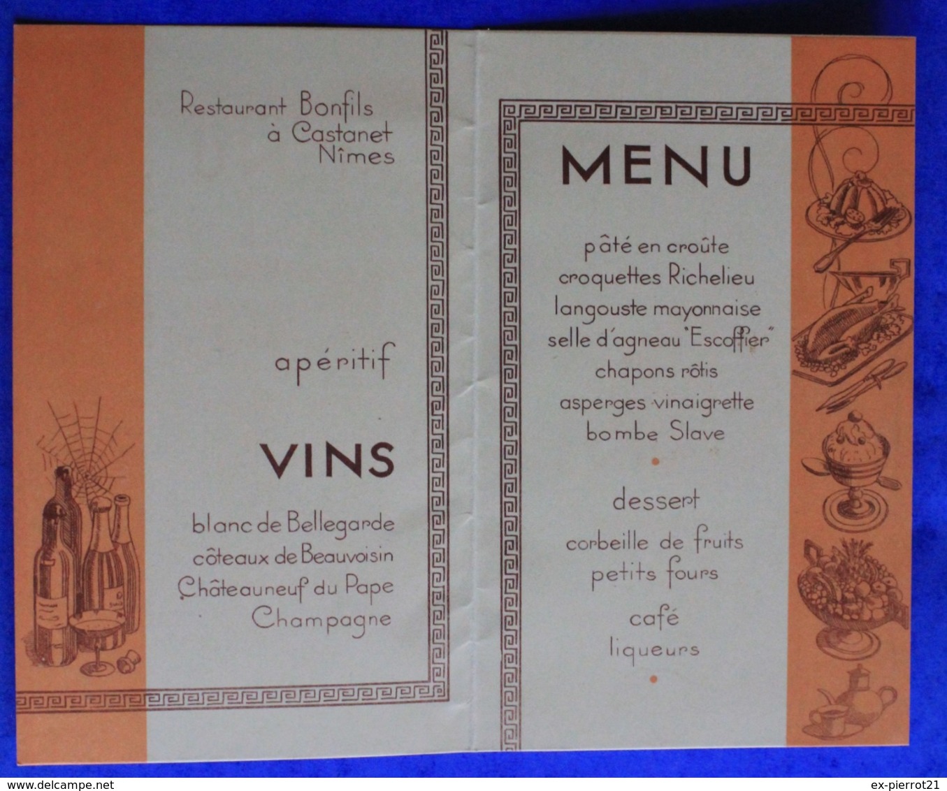 Menu Du Banquet Des Anciens élèves  Des Arts Et Metiers 1935, Au Restaurant Bonfils à Castanet  - Nimes - Menus