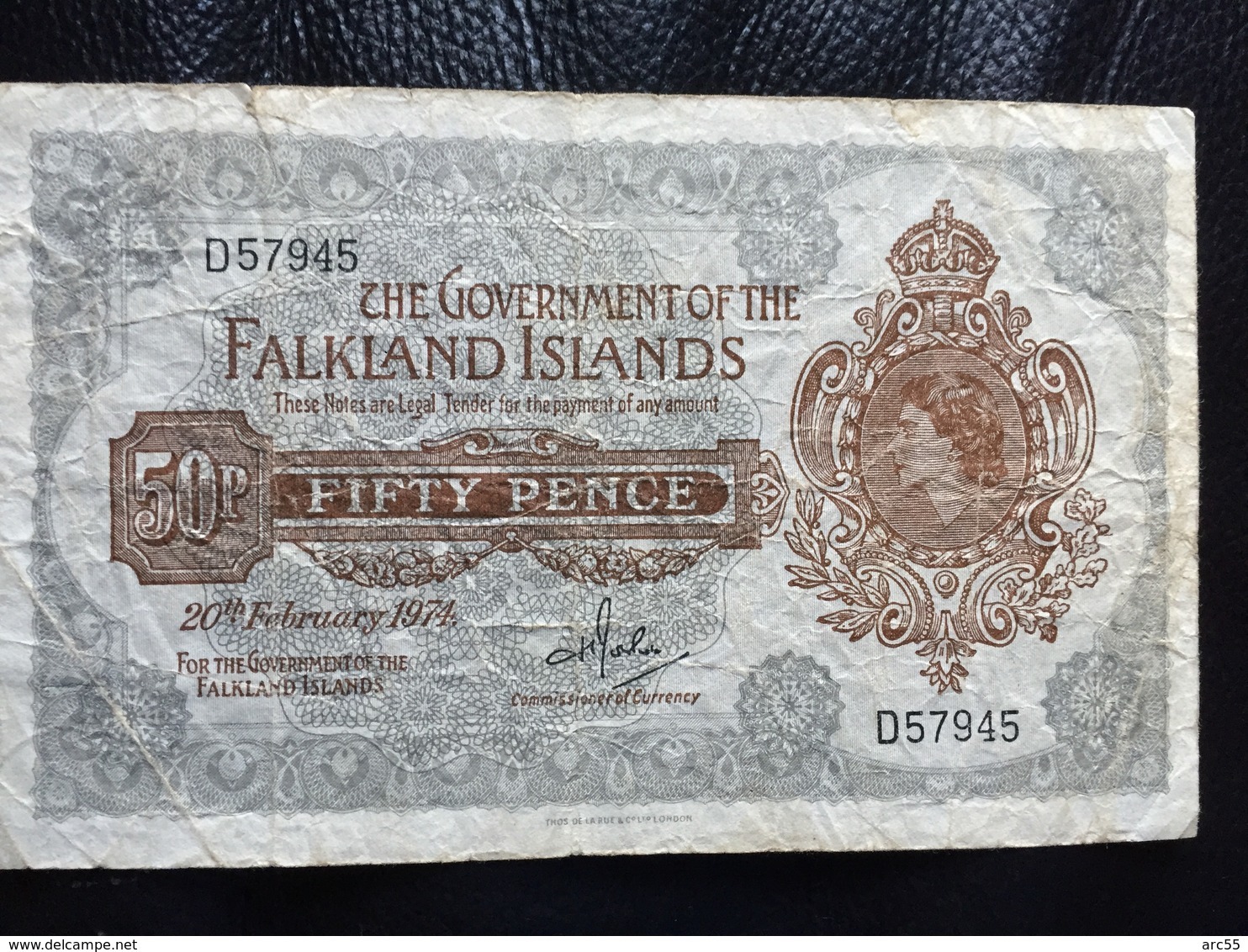 Falkland Islands 50 Pence 1974.  10A Rare Banknote - Falkland