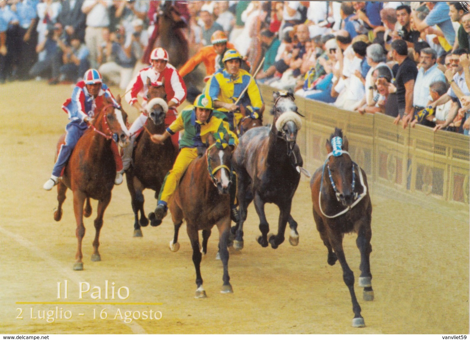 SIENA-IL PALIO(LA CORSA)-CARTOLINA VERA FOTOGRAFIA-VIAGGIATA IL 27-8-2009 - Siena