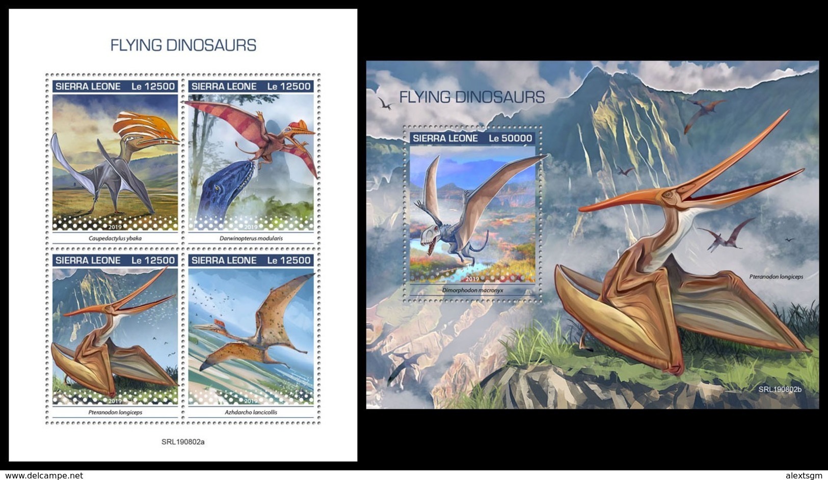 SIERRA LEONE 2019 - Pterosaurs. M/S + S/S Official Issue [SL190802] - Préhistoriques