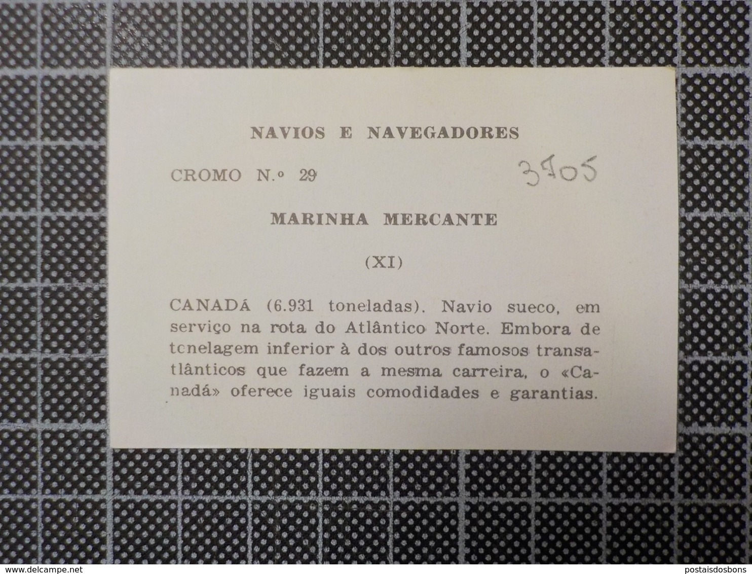 Cx 10 -3705) Cromo Portugal P/ Caderneta NAVIOS E NAVEGADORES #29 Marinha Mercante CANADÁ Ship Bateau - Other & Unclassified