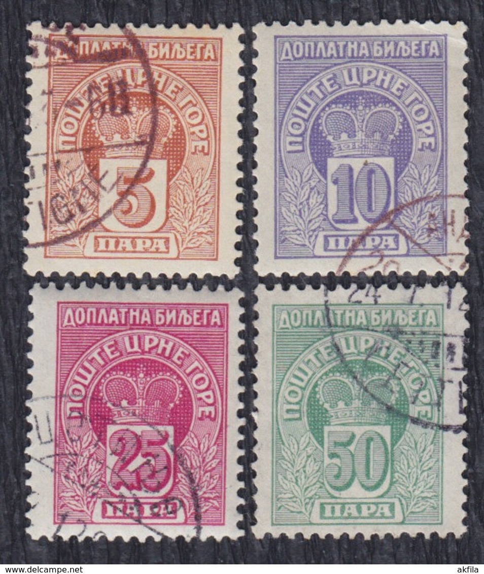 Principality Of Montenegro 1907 Porto Stamps, Used (o) Michel 19-22 - Montenegro