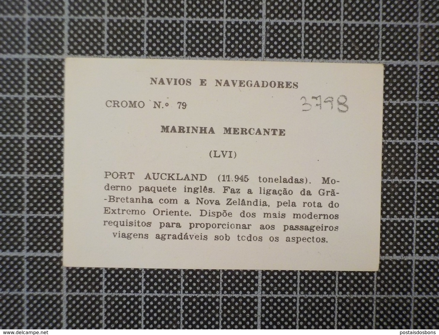 Cx10 -3798) Cromo Portugal P/ Caderneta NAVIOS E NAVEGADORES #79 PORT AUCKLAND Ship Bateau - Other & Unclassified