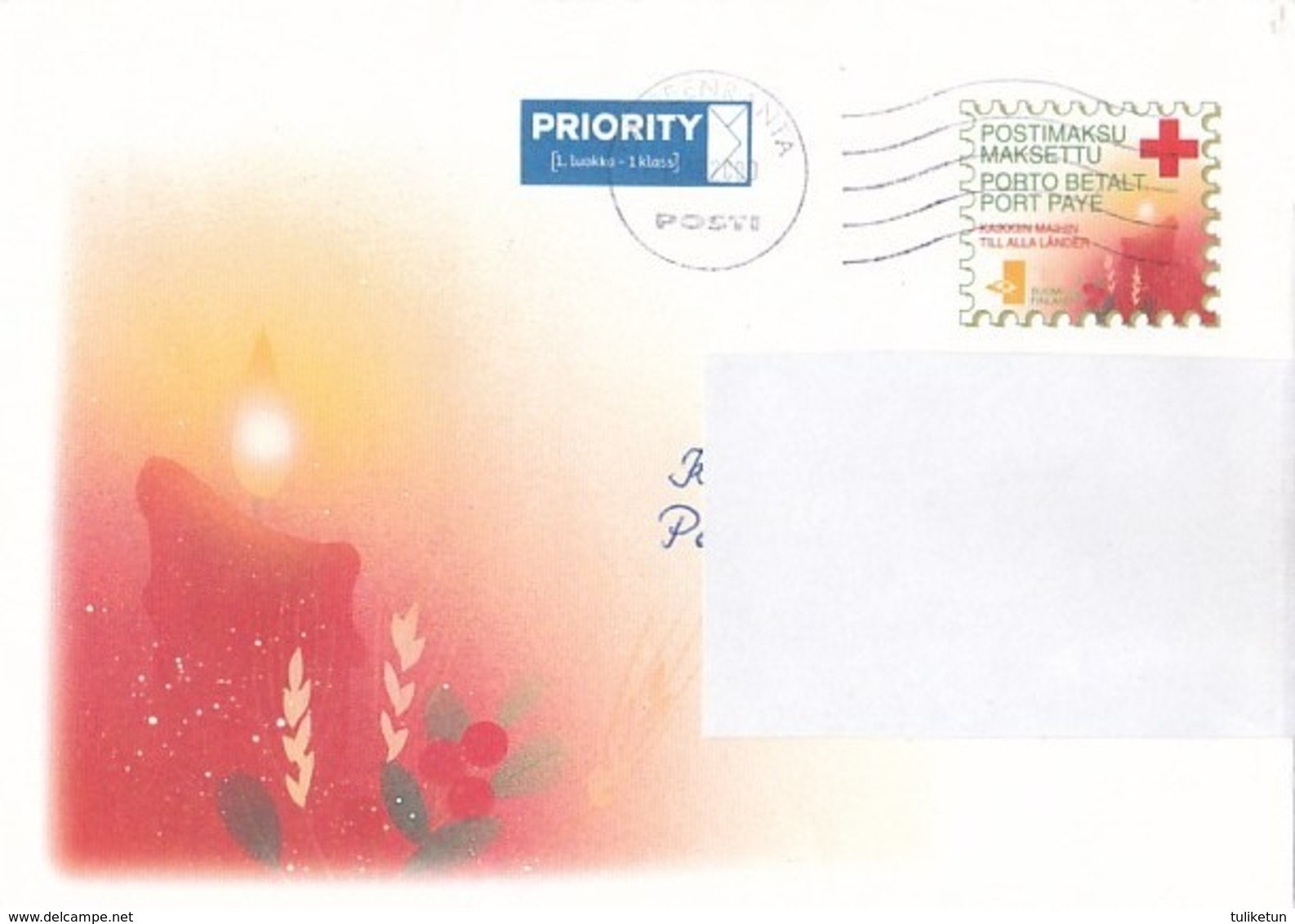 Postal Stationery - Candles Lighting - Red Cross 2000 - Suomi Finland - Postage Paid - Envelope - Postal Stationery