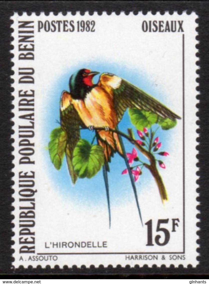 BENIN - 1982 BARN SWALLOW 15F BIRD STAMP FINE MNH ** SG 863 - Benin - Dahomey (1960-...)