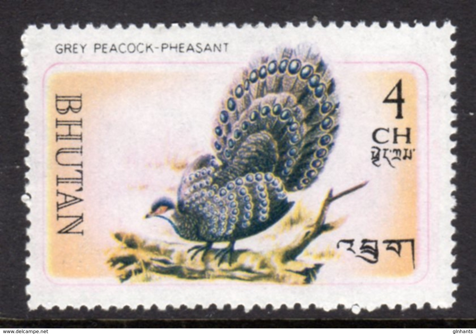 BHUTAN - 1968 RARE BIRDS BURMESE PEACOCK-PHEASANT 4CH BIRD STAMP FINE MNH ** SG 189 - Bhutan