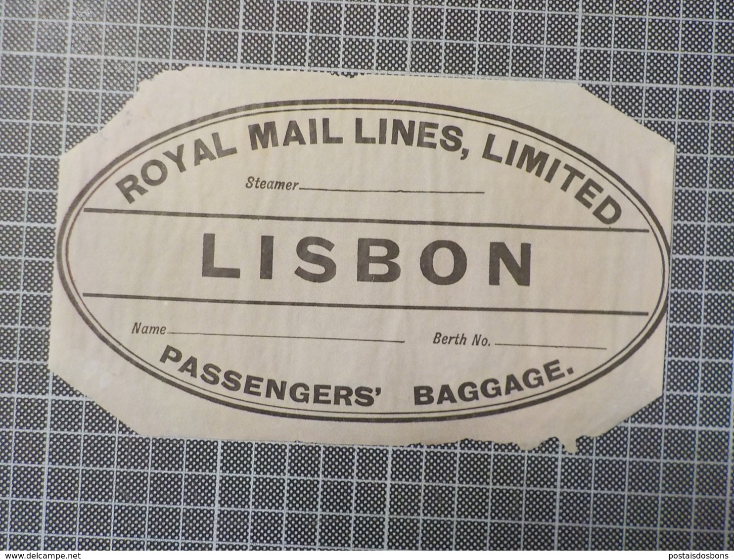 Cx 12) Ephemera Luggage Label étiquette Voyage Royal Mail LINES LIMITED "LISBON" - Other & Unclassified