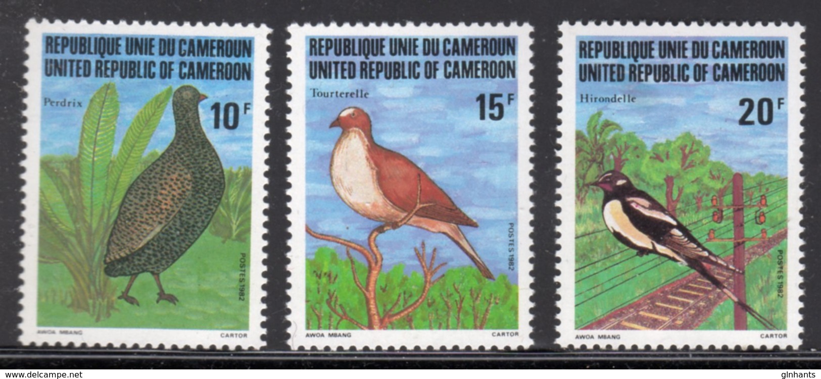 CAMEROUN - 1982 BIRDS SET (3V) FINE MNH ** SG 941-943 - Cameroon (1960-...)