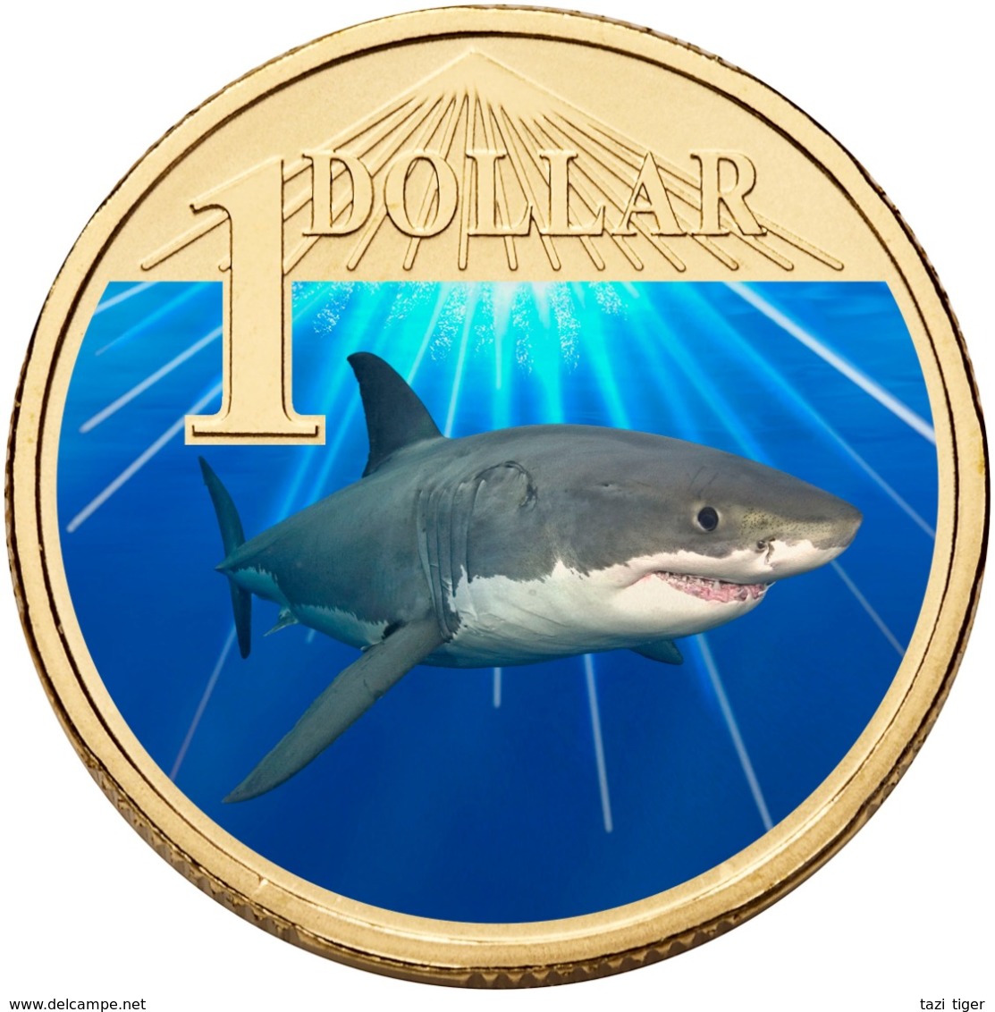 AUSTRALIA • 2007 • $1 • OCEAN SERIES - WHITE SHARK • Coloured Uncirculated Coin In Card - Sonstige & Ohne Zuordnung