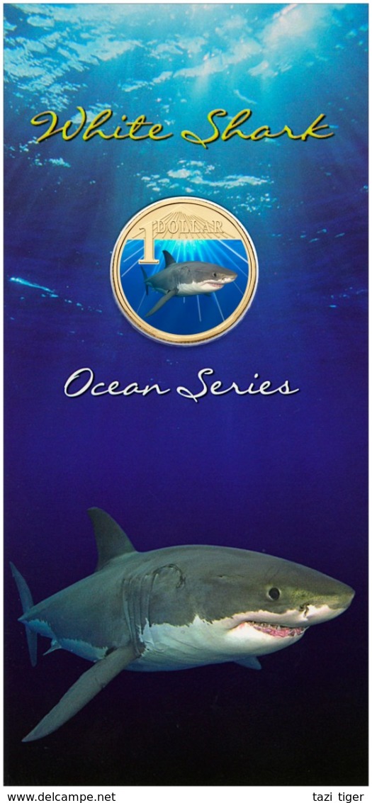 AUSTRALIA • 2007 • $1 • OCEAN SERIES - WHITE SHARK • Coloured Uncirculated Coin In Card - Sonstige & Ohne Zuordnung