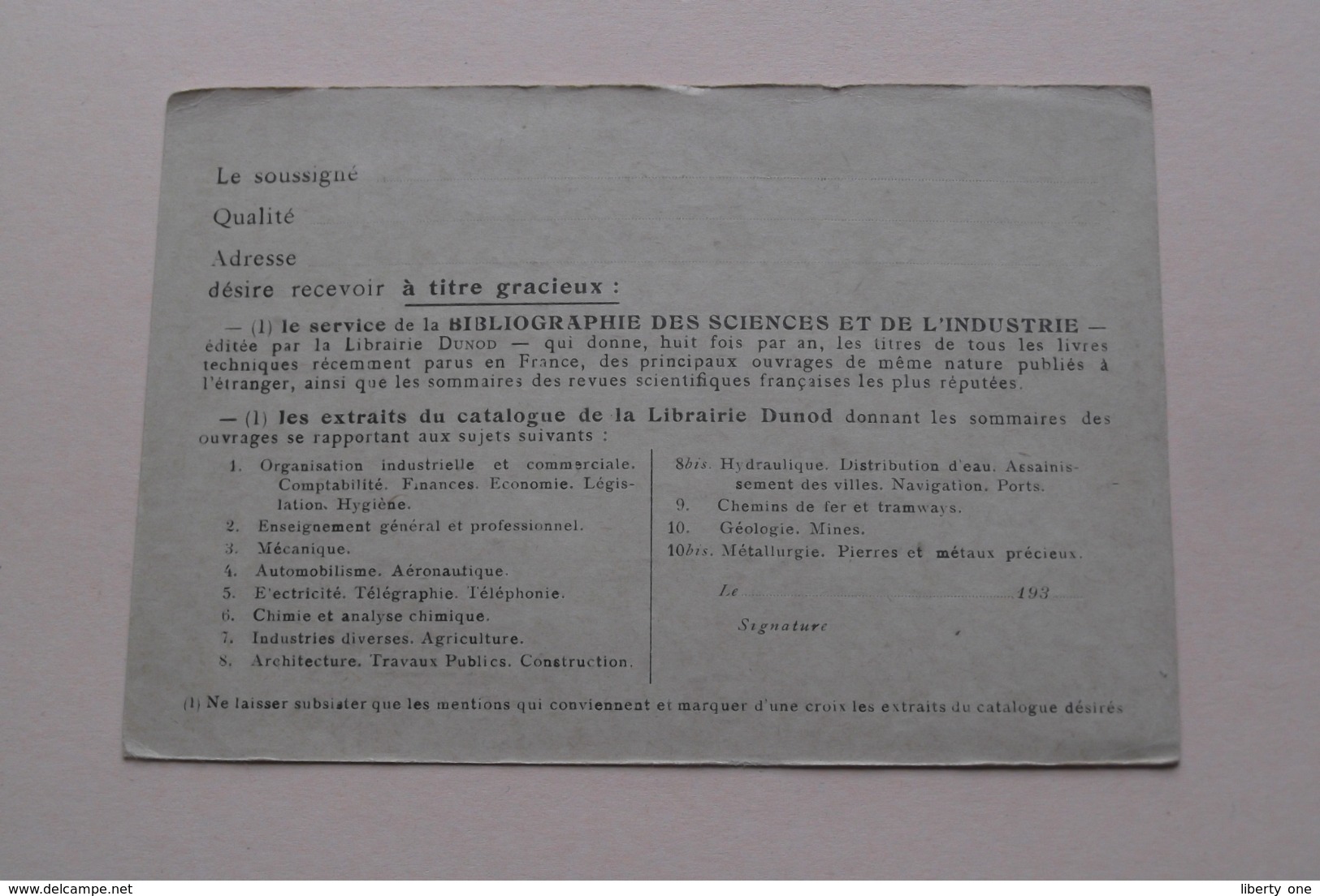 Carte Postale " DUNOD " Editeur 92 Rue Bonaparte Paris VI () Anno 19?? ( Voir Photo ) ! - Petits Métiers à Paris