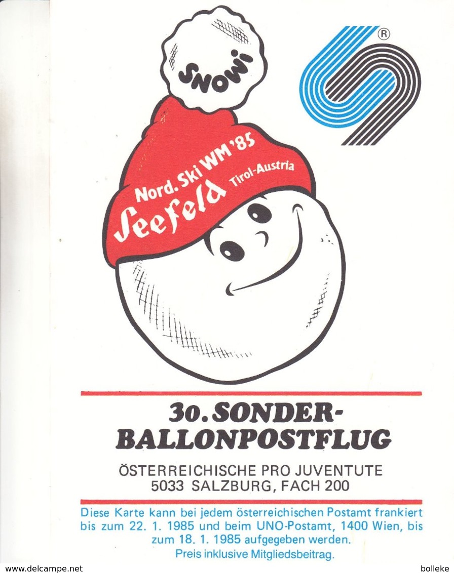 Montgolfières - Nations Unies Autriche - Carte Postale De 1985 - Oblit Wien - Vol Par Ballon - Cachet De Seefeld - Airships