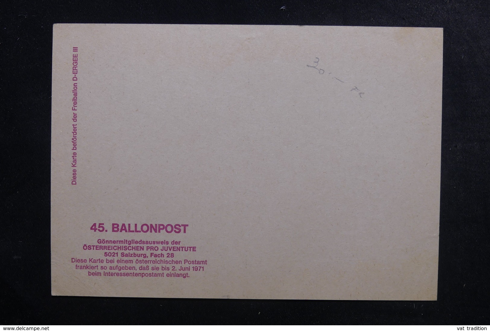 AUTRICHE - Entier Postal Par Ballon En 1971, Cachet Et Affranchissement Plaisant - L 44480 - Par Ballon