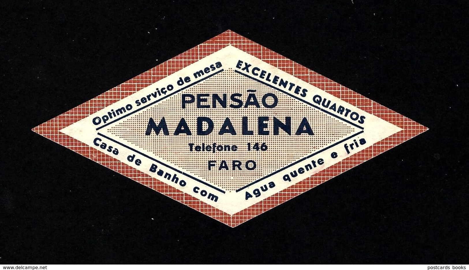 PENSÃO MADALENA / FARO. Rotulo / Etiqueta De HOTEL. Vintage LUGGAGE Label Etiquette ALGARVE Portugal - Adesivi Di Alberghi