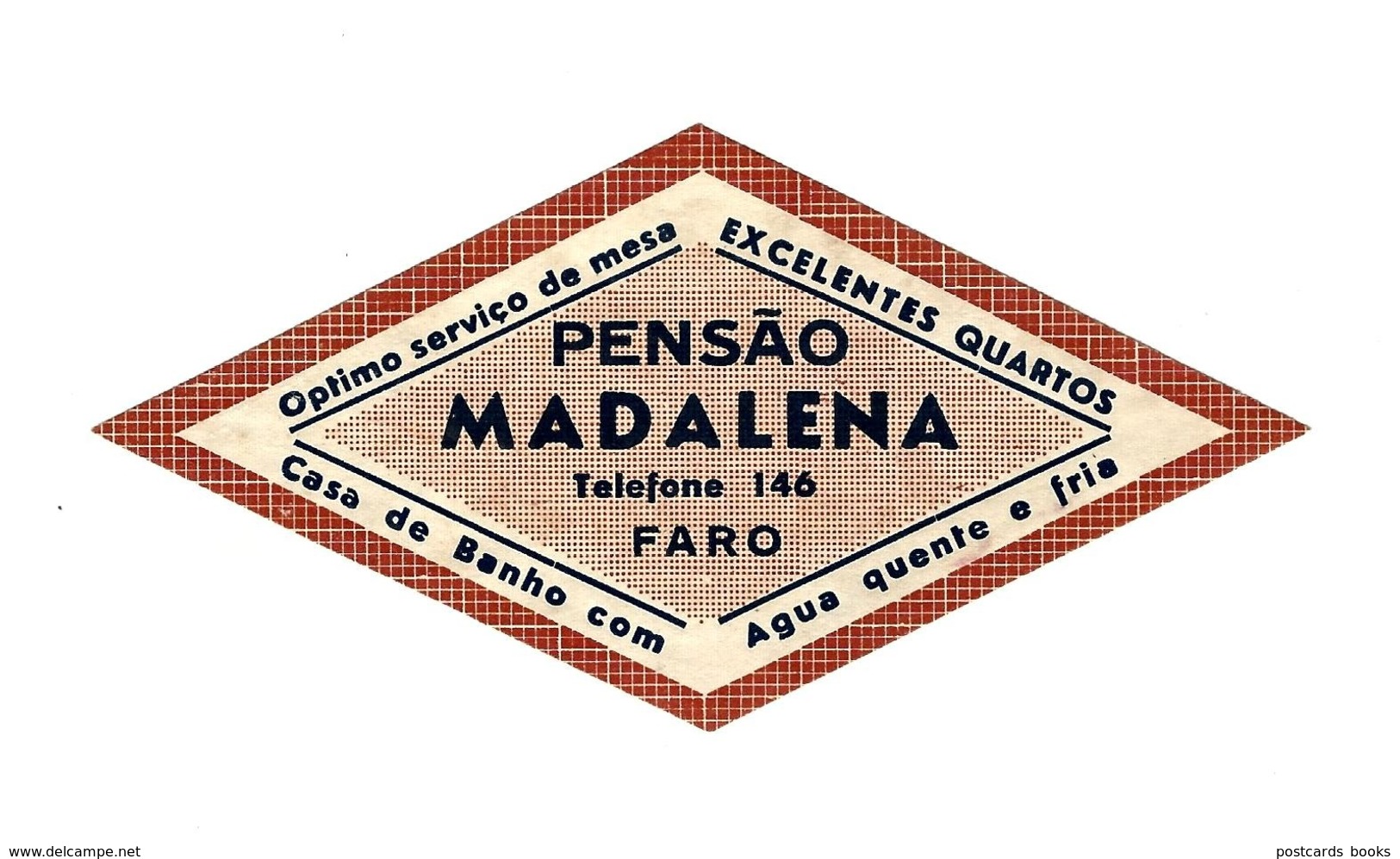 PENSÃO MADALENA / FARO. Rotulo / Etiqueta De HOTEL. Vintage LUGGAGE Label Etiquette ALGARVE Portugal - Adesivi Di Alberghi