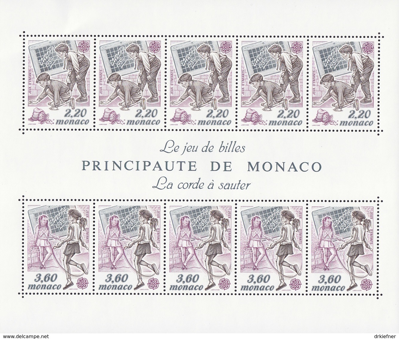 MONACO Block 44, Postfrisch **, Europa CEPT:  Kinderspiele 1989 - 1989