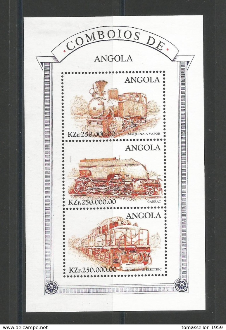 ANGOLA 1997 -1 Min.sheet Trains. MNH - Angola